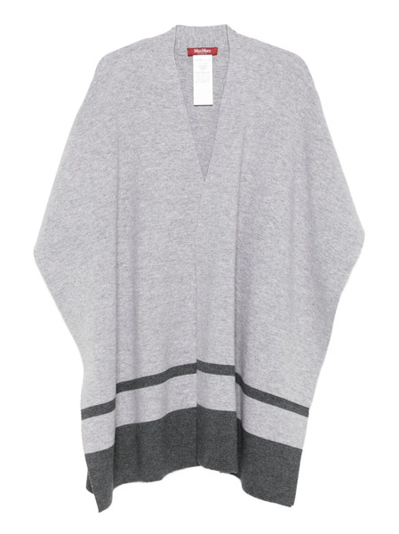  Max Mara Stripe-detail V-neck Cape - Grey 