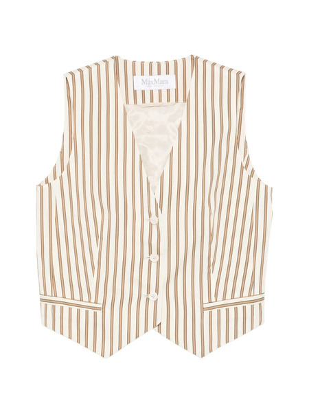  Max Mara Striped Button Waistcoat - Neutrals 