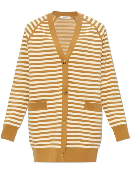  Max Mara Striped V-neck Cardigan - Brown 