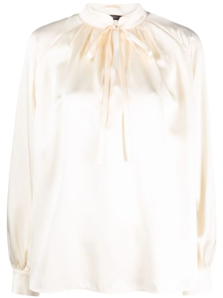  Max Mara Tie-fastening Silk Blouse - Neutrals 