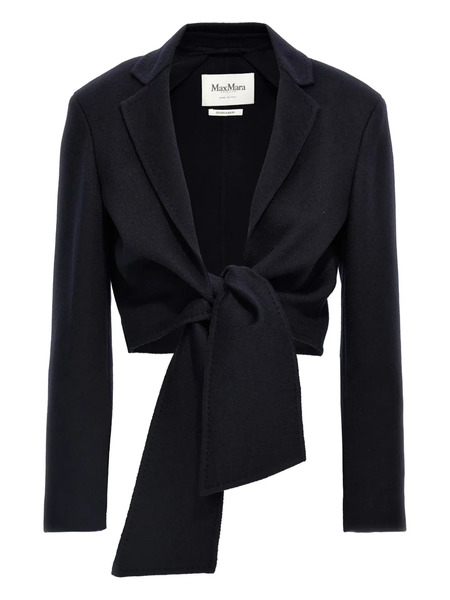  Max Mara Tie-front Notched-lapel Jacket - Blue 