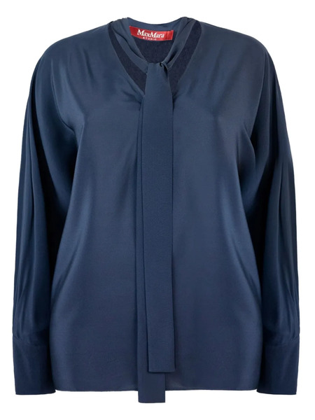  Max Mara Tie-neck Long-sleeve Shirt - Blue 