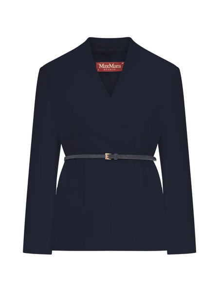  Max Mara V-neck Belted Jacket - Blue 