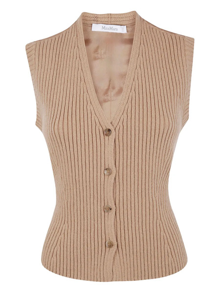  Max Mara V-neck Ribbed-knit Vest - Brown 