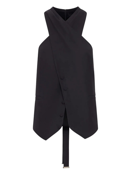  Max Mara Wrap-neck Wool Waistcoat - Black 