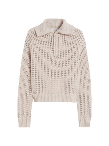  Max Mara Zip-up Open-knit Polo Shirt - Neutrals 