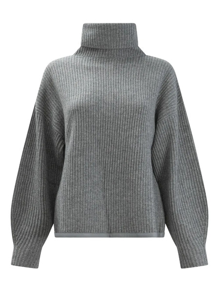  Max & Moi Roll-neck Ribbed Sweater - Grey 