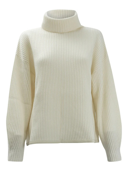  Max & Moi Roll-neck Ribbed Sweater - Neutrals 
