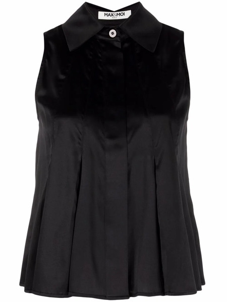  Max & Moi Sleeveless Silk Blouse - Black 