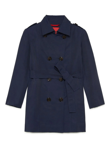  Max&co. Kids Belted Double-breasted Coat - Blue 