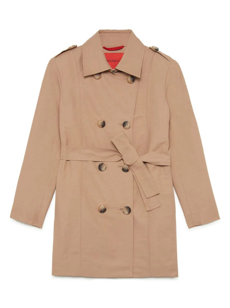  Max&co. Kids Belted Double-breasted Coat - Neutrals 