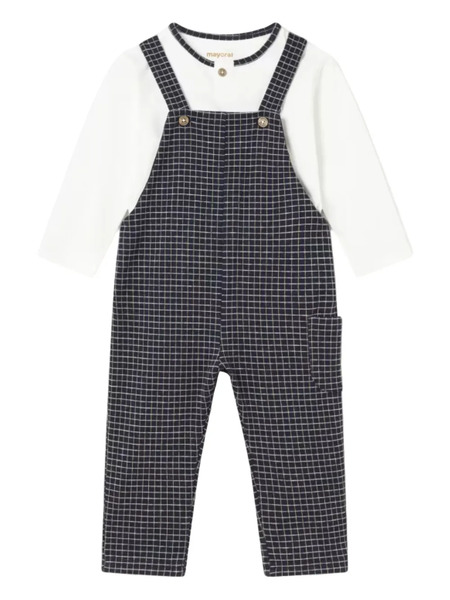  Mayoral Checked Baby Dungarees - Blue 