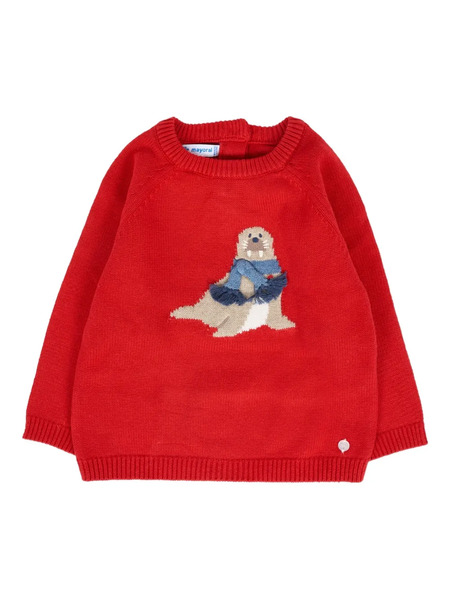  Mayoral Embroidered-walrus Crew-neck Sweater 