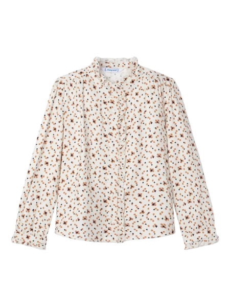  Mayoral Ruffle Print Blouse - Neutrals 