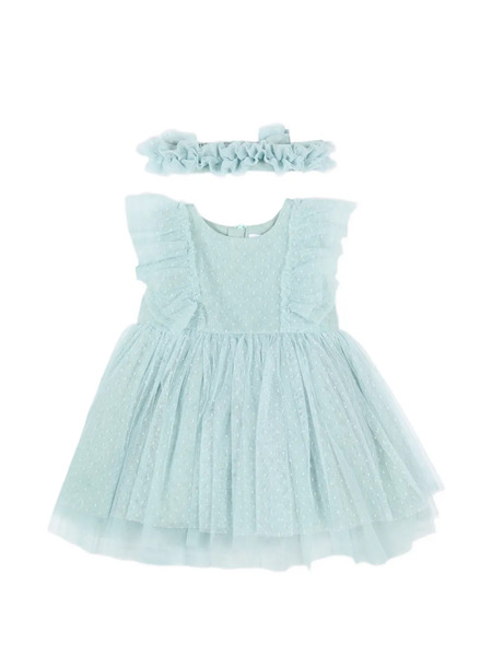  Mayoral Ruffled Dotted-pattern Dress - Blue 