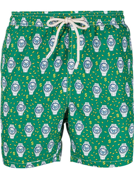  Mc2 Saint Barth All-over Watch-print Swim Shorts - Green 