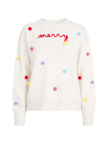  Mc2 Saint Barth Embroided Pom-pom Sweater - White 