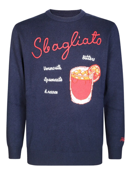  Mc2 Saint Barth Embroidered-drink Graphic Crewneck Sweater - Blue 