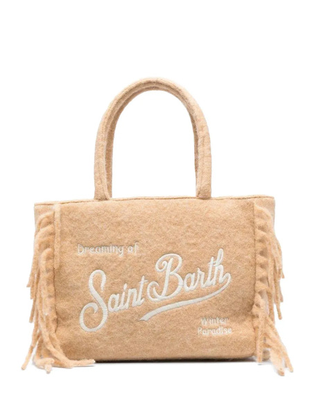  Mc2 Saint Barth Fringed Embroidered Tote Bag - Neutrals 