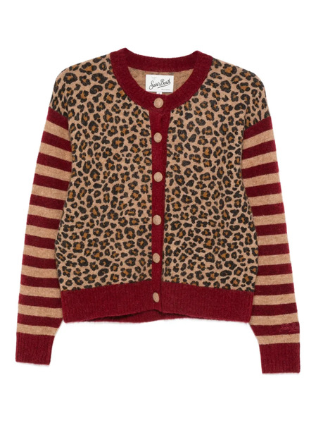  Mc2 Saint Barth Heidi Leopard Striped Cardigan - Brown 