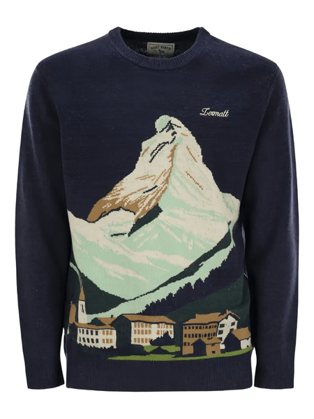 Mc2 Saint Barth Heron C Mountain Graphic Sweater - Blue 