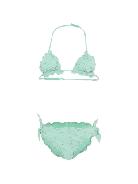  Mc2 Saint Barth Kids Cris Floral Ruffled Bikini - Green 
