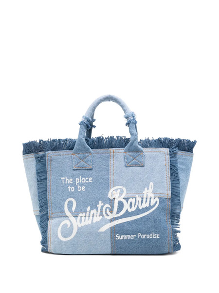  Mc2 Saint Barth Kids Frayed Patchwork Tote Bag - Blue 