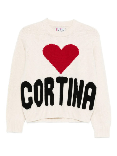  Mc2 Saint Barth Kyla Heart Intarsia Sweater - Neutrals 