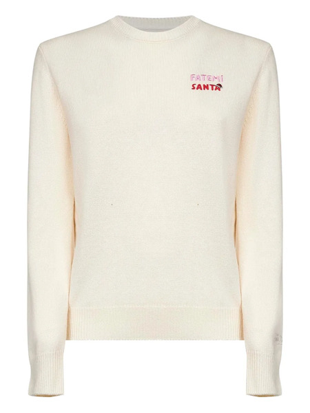  Mc2 Saint Barth Logo-embroidered Long-sleeve Sweater - Neutrals 