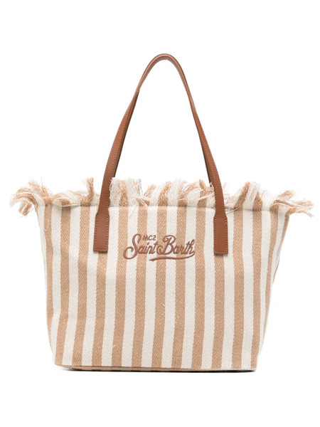  Mc2 Saint Barth Medium City Stripes Beach Bag - Neutrals 