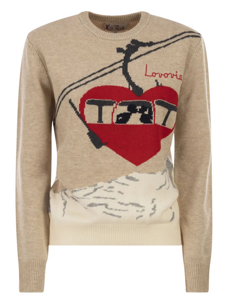  Mc2 Saint Barth New Queen Embroidered Crew-neck Sweater - Neutrals 