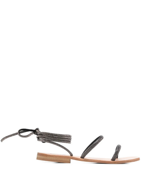  Mc2 Saint Barth Round-toe Wrap Flat Sandals - Black 