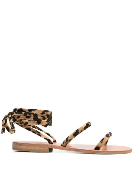  Mc2 Saint Barth Round-toe Wrap Flat Sandals - Brown 