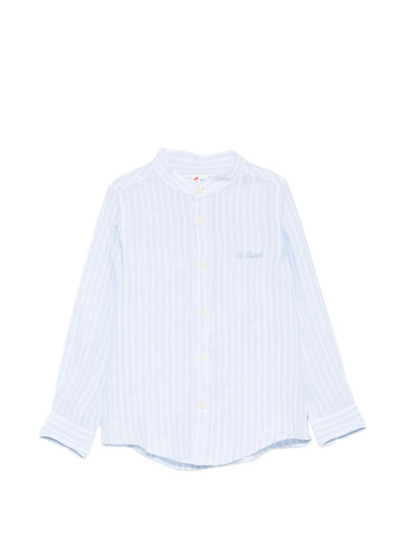  Mc2 Saint Barth Striped Collarless Shirt - Blue 