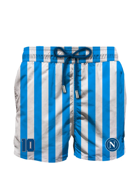  Mc2 Saint Barth Striped Drawstring Swim Shorts - Blue 