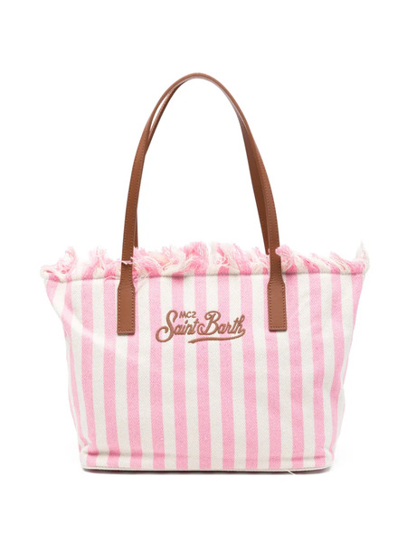  Mc2 Saint Barth Striped Fringed Beach Bag - Pink 