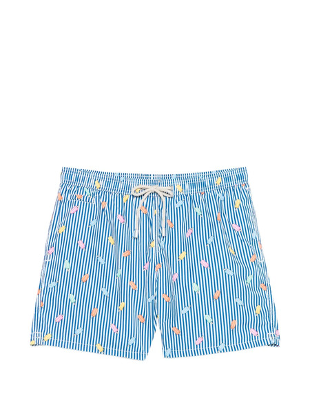  Mc2 Saint Barth Striped Pattern Swim Shorts - Blue 