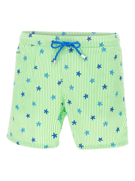  Mc2 Saint Barth Striped Star-pattern Swim Shorts - Green 