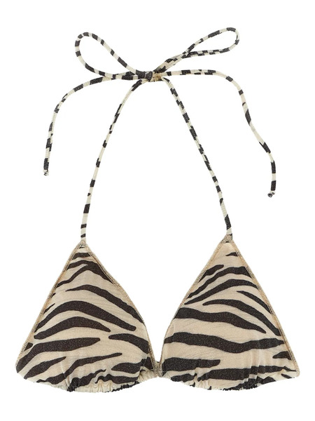  Mc2 Saint Barth Zebra-print Triangle Bikini Top - Neutrals 