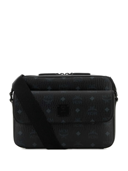  Mcm Aren Monogram-printed Canvas Messenger Bag - Black 
