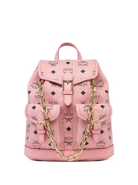  Mcm Aren Visetos Chain Backpack - Pink 