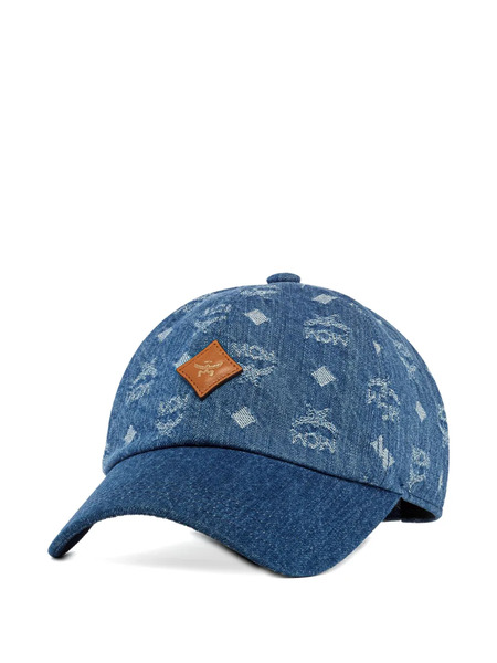  Mcm Classic Monogram Denim Jacquard Cap - Blue 