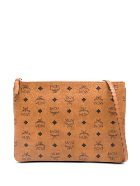  Mcm Logo-pattern Clutch Bag - Brown 