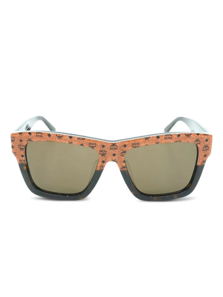  Mcm Logo-plaque Square-frame Sunglasses - Brown 