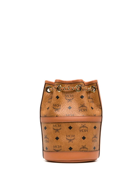  Mcm Mini Aren Chain Leather Backpack - Brown 