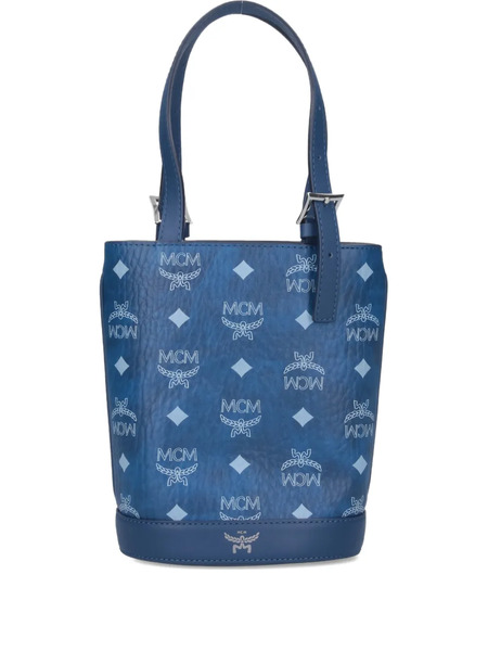  Mcm Mini Logo-print Tote Bag - Blue 