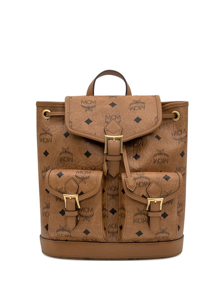  Mcm Monogram Buckle Backpack - Brown 