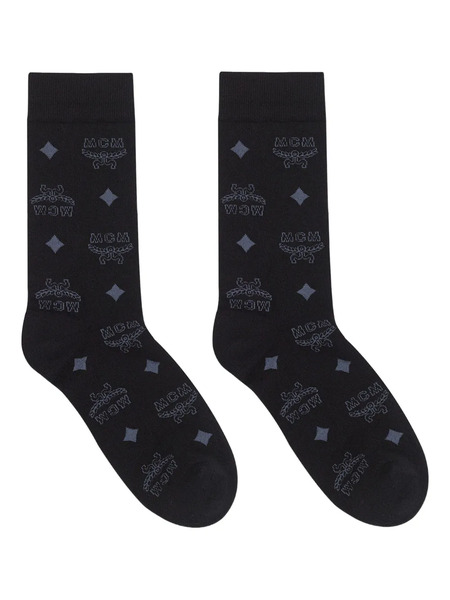  Mcm Monogram-pattern Knitted Socks - Black 