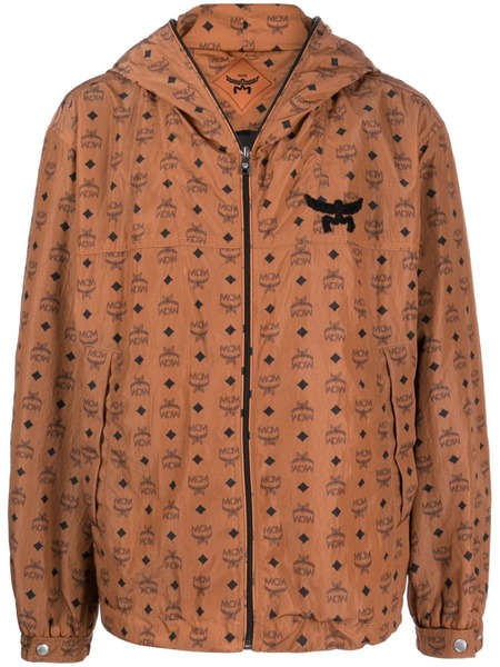  Mcm Monogram-print Hooded Jacket - Brown 