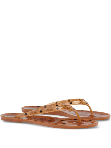  Mcm Monogram-print Thong Sandals - Brown 